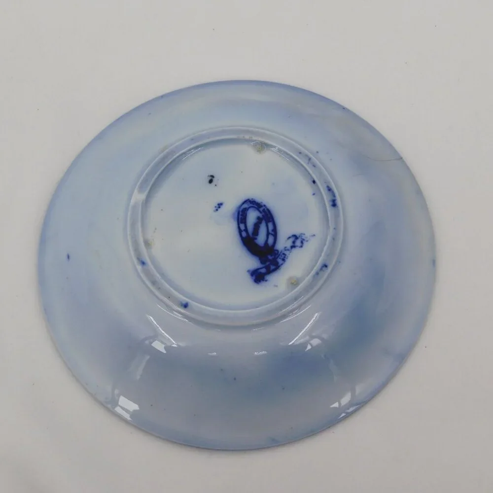 Podmore Walker Temple Pattern Antique Porcelain Blue Flow 6" Fruit Bowl FLAW - Picture 5 of 9